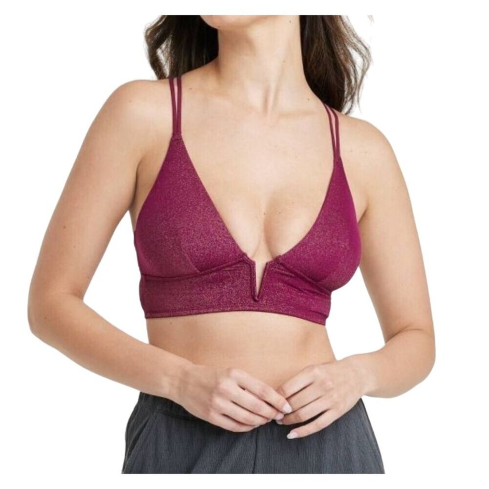 Auden - Women's Shimmer Bralette - Burgundy - Extra Small